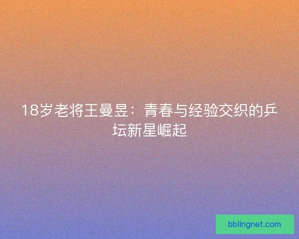 18岁老将王曼昱：青春与经验交织的乒坛新星崛起